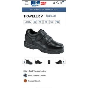 New Drew Traveler V Black Tumbled Leather mens shoe size 9 W